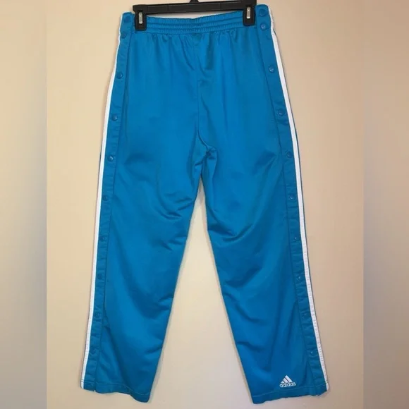 Adidas track pants vintage breakaway pants blue striped buttons snaps medium - Picture 2 of 6